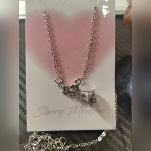 Starry Monster Silver Bell Pendant Necklace
